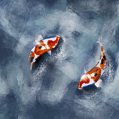 Swimming in Circles ☯ digital art digital painting illustration koi koi fish procreate