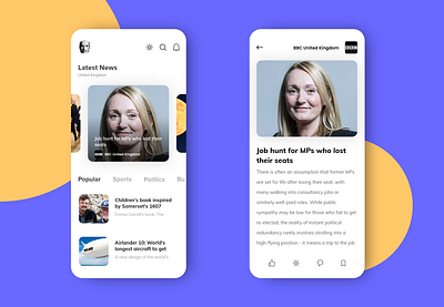 News Reader adobexd design flat flatdesign mobile app mobile ui mobile uiux simple uidesign uiux