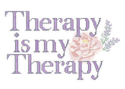 Therapy! cross stitch illustraion mental health procreate typography