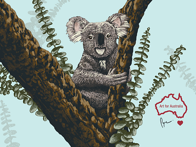 Art for Australia art australia digital art fundraising illustration koala outdoor tree wildlife