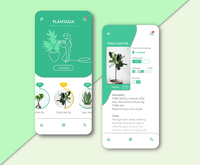 Plantasia app branding design illustration interface plants ui ux xd