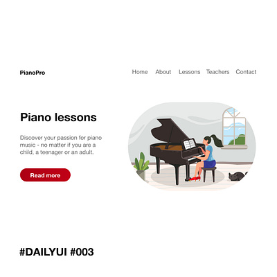 #DAILYUI #003 blue clean daily 100 challenge dailyui green illustration landing page landing page design lessons music passion piano pianomusic playful red teaching ui uidesign uiux