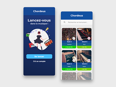 Chordeus - French Music App 🎹🥁🎸 app drums guitar music musicians piano ui
