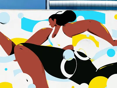 Flow air character characterdesign design flow girl illustration mural muralist running stream woman