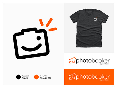 PhotoBooker Identity camera icon character e commerce flash identity illustration logo logo design logo identity photobooker photography smile wink winking zenfolio