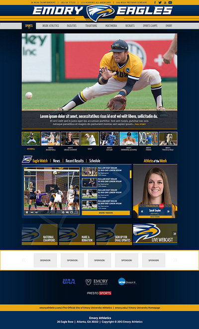 Emory Athletics Web Design (Front-End)