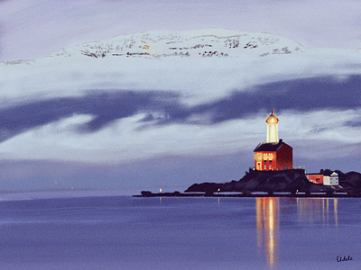 Fisgard lighthouse illustration poster lighthouse