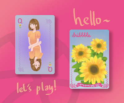 Card Deck card card deck debut debut shot debutshot digital digital illustration digital painting digitalart draw drawing dribbble dribbble invite firstshot girl illustration illustrator invite photo sunflower