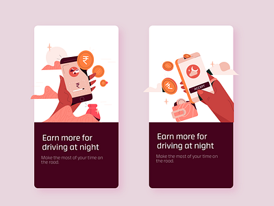 Night Earnings cash design digital earn earnings illustration illustrations mobile money payment savings ui vector