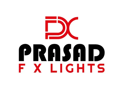 PRASAD F X LIGHTS black branding crown design illustration logo red