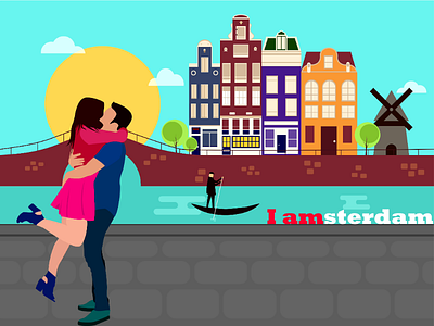 Amsterdam Illustration adobe illustration couple flat flat image illustrator photoshop vector