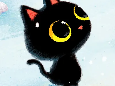 snow blackcat animal blackcat cat character cute drawing illustration