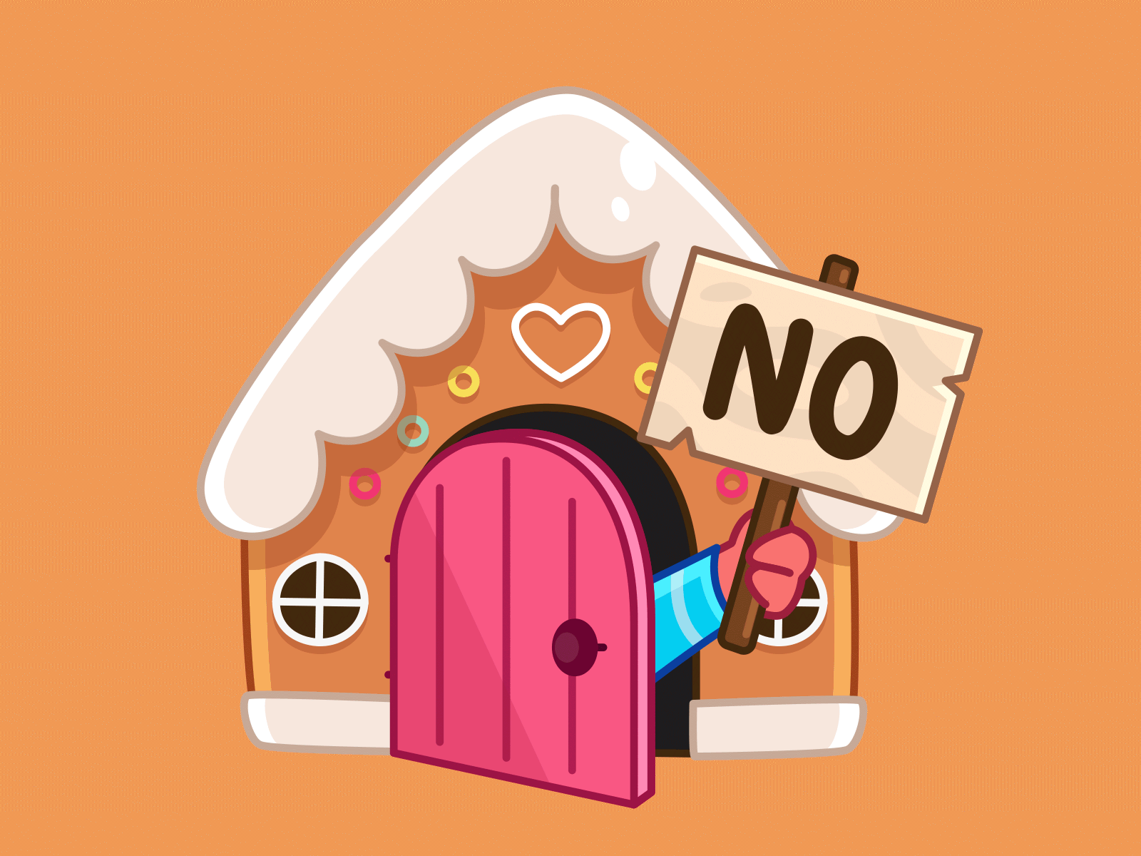 Gingerbread House Animation Sticker 2d animation animation cookie emoji emotion emotions fun gif love no orange pink rat sticker sticker pack telegram tgs white