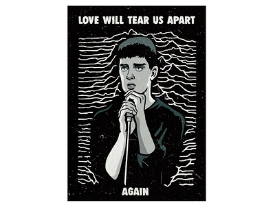 Music poster - Ian Curtis (Joy Division) 80s blackandwhite illustration joy division music music poster retro illustration vintage illustration vintage inspired