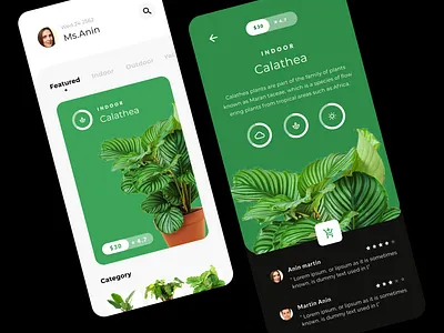 Plant ecommerce ui black ecommerce ecommerce app figma green plant ui web design