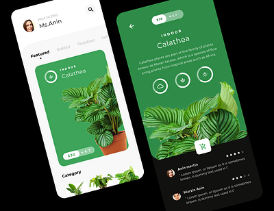 Plant ecommerce ui black ecommerce ecommerce app figma green plant ui web design