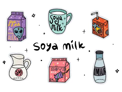 soya milk alien design illustration milk procreate space stickers