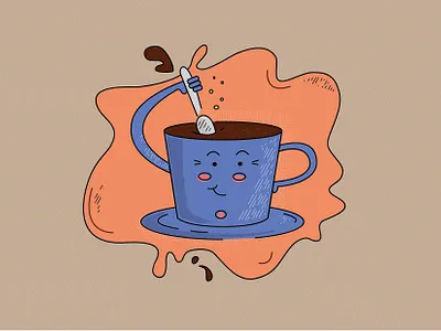 self-service :) branding colors cup design illustration illustrator minimal self service vector