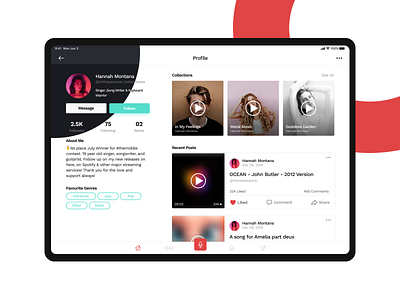 Bandlab iPad App app card design color design editor genre message music music app music player profile page typography ui ux