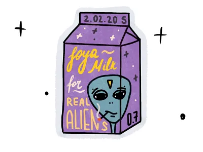 soya milk for REAL aliens alien design illustration milk procreate space stickers