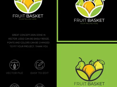 Fruit Basket 3d logo agency bar beauty branding creative green health icon illustration leaf logo