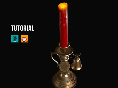 Candle Holder 3d 3dsmax candle household light mesh model modeling models retro substance painter substancepainter texture texturing vintage wax