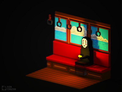 Kaonashi (No face) 3d anime digitalart digitalillustration fanart illustration isometric isometric illustration kaonashi magicavoxel noface spiritedaway voxel voxelart