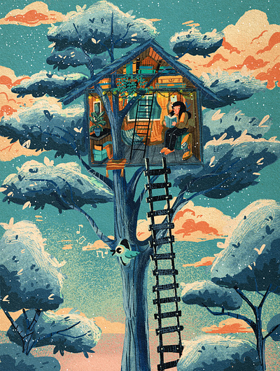 Treehouse cartoon cartoon illustration character children book illustration childrens book childrens illustration digital illustration digitalart illustration illustration art procreate