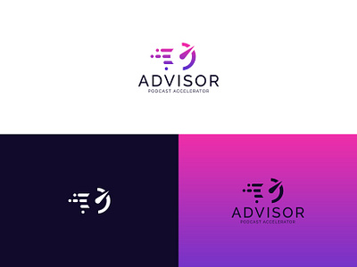 Advisor Podcast Accelerator accelerate branding creative design fast icon logo marketing minimal minimalist negativespace podcast speed speedometer symbol typography vector