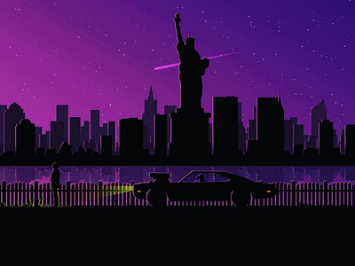 Light in the dark. adobe car illustrator night nyc reflection sea sky stars