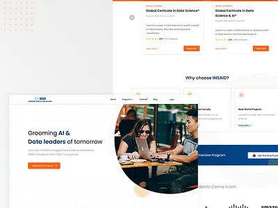 Insaid Dribbble shot artificialintelligence courses data science online revamp ui design uiux website