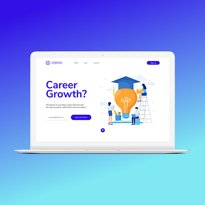 Landing Page & Signup Page Mockup Challenge #1 - Jobera daily ui dailyui design jobera landing page design landingpage ui ui ux ui design uidesign uiux ux