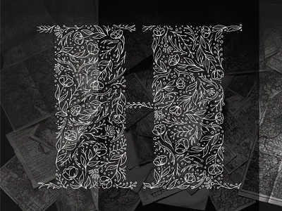 H Monogram design details floral flowers illustration lettering line line art monogram tiny type typography