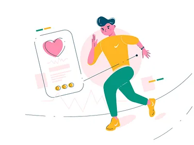 man runing with band adobe illustrator fitness fitness app illustration lineart runner running app running man vector vector illustration