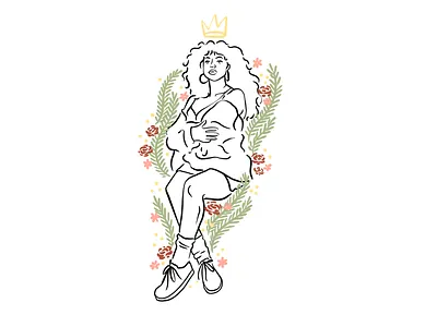 love & compromise album british cover crown flowers mahalia procreate singer sketch vines