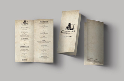 Book bar menu adobe illustrator adobe indesign adobe photoshop branding brochure design copywriting design graphic design literary literature logo logo design menu menu design