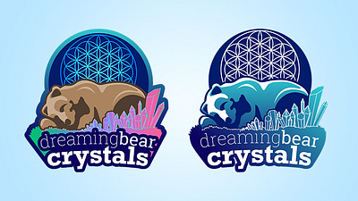 Dreaming Bear Crystals brand branding design emblem identity illustration lettering logo typography vector vector illustration