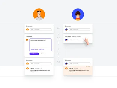 Discussion app chat commenting comments form interface userflow
