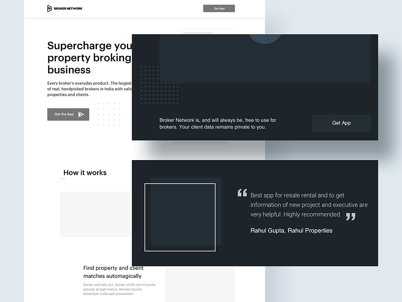 Final wireframe for app landing page android app app design india landing landing page landing page design minimal real estate ux wireframe wireframes