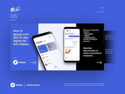 Status content: educational carrousel post. blockchain concept copywriter dapp design ethereum graphic design instagram post marketing campaign messaging app poster design social media social media post social media posts ui design visual design wallet app
