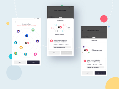 Confirmation UX - behind the screens android app app design design india minimal real estate social network social networking app ux wireframe