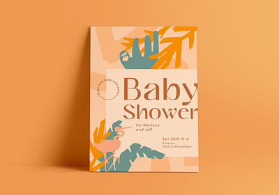 Baby Shower Invite baby baby shower hand drawn illustration illustration art invitation invitation design invite jungle print design