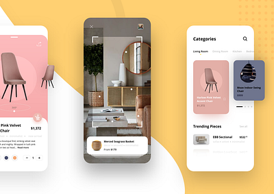 Minimal Furniture AR Mobile App Concept application chairs clean clean ui fresh furniture furniture app interface ios minimal minimalist mobile mobile app mobile app design mobile ui modern popular rug trending trendy