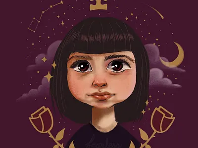 Stella autism clouds illustration moon portrait procreate stars