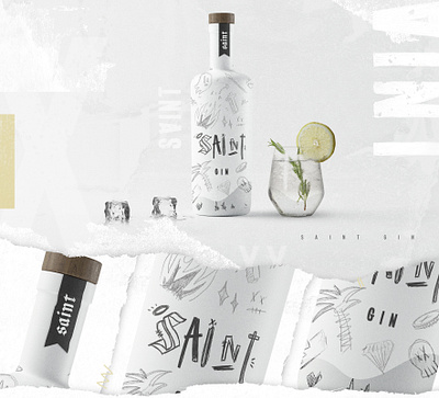 SAINTxSINNER Beverages branding design illustration logo packaging type typography