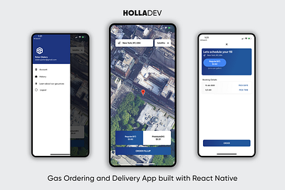 Gas App - React Native android android app design android app development app app design delivery design flat fullstack iphone iphonex javascript map maps mobile ordering react native redux ui ux