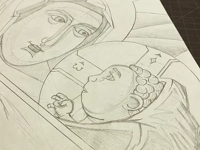 Virgin and Child icon sketch drawing icon illustration pencil