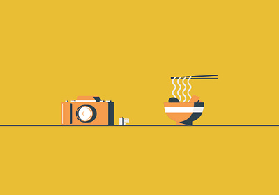 What I like Series #2 camera design film illustration minimal orange ramen simple vector