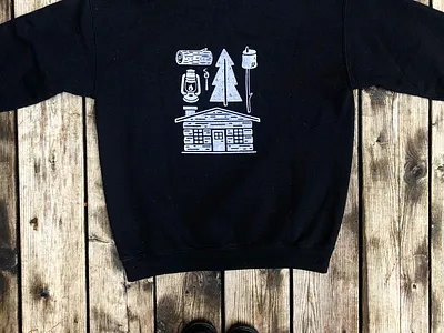 Cozy Cabin Shirt cabin design fire illustraion marshmellow screen printing screenprint shirt