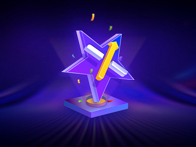 Trophy 2.5d branding illustrator purple star storage trophy ui